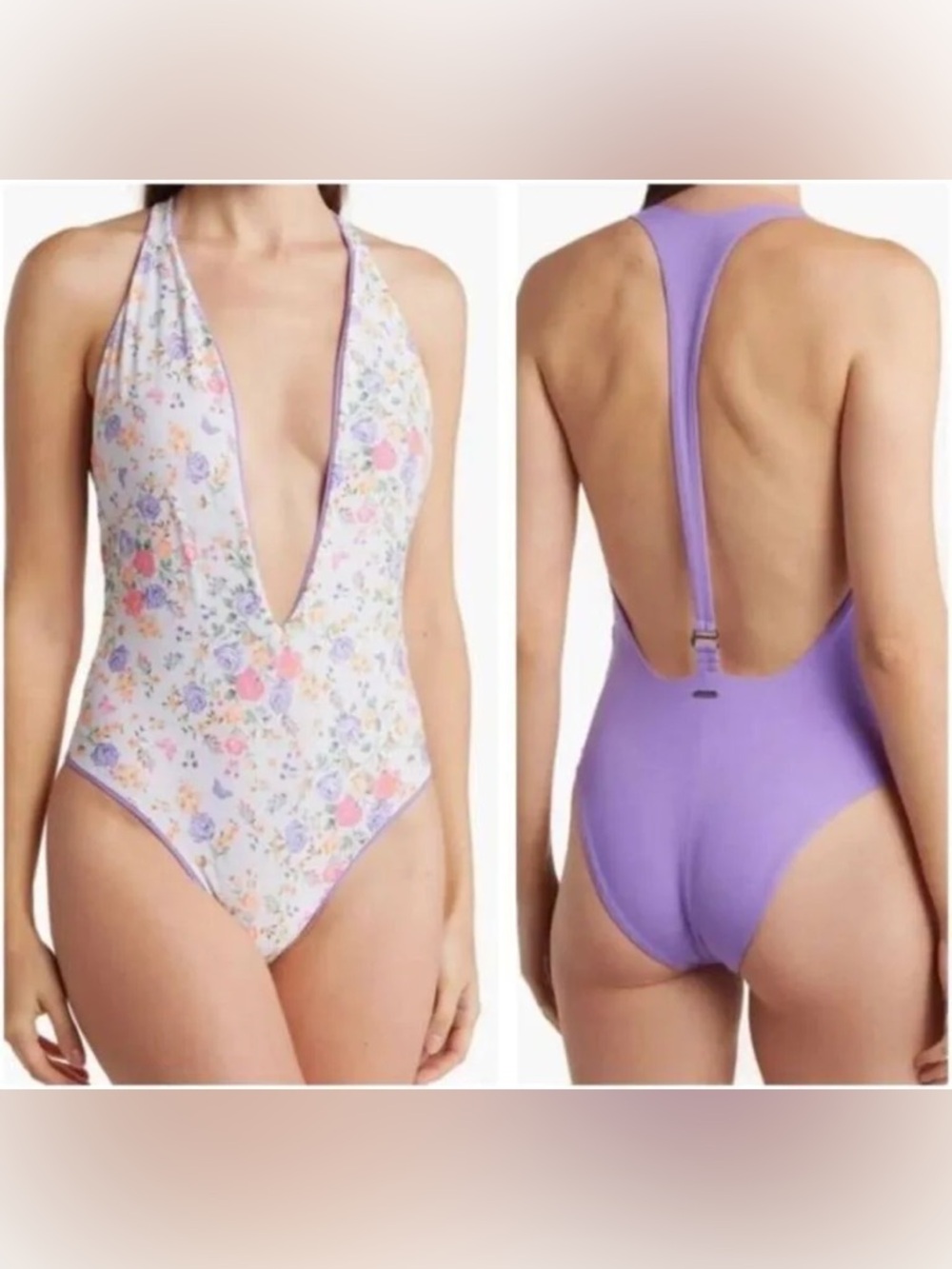 NWT Maaji Dunes swim one piece nude tiki lavender reversible floral sz M medium